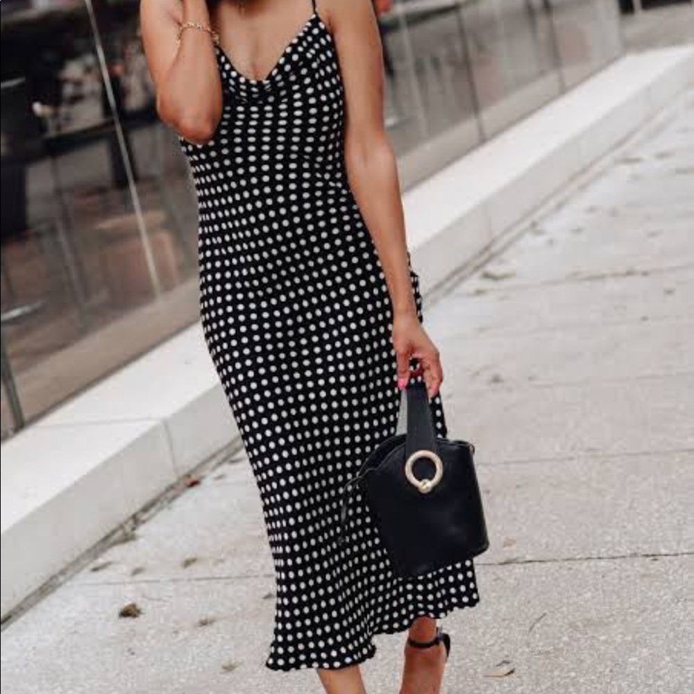 Zara Polka Dot Satin Slip Dress